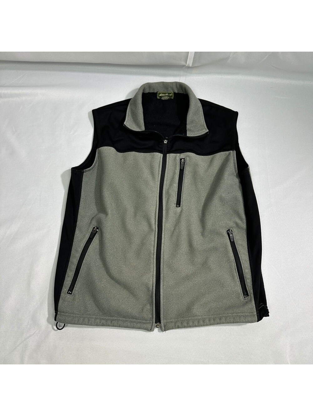 Eddie Bauer Windcutter Fleece Vest Mens M Gray Black Full-Zi
